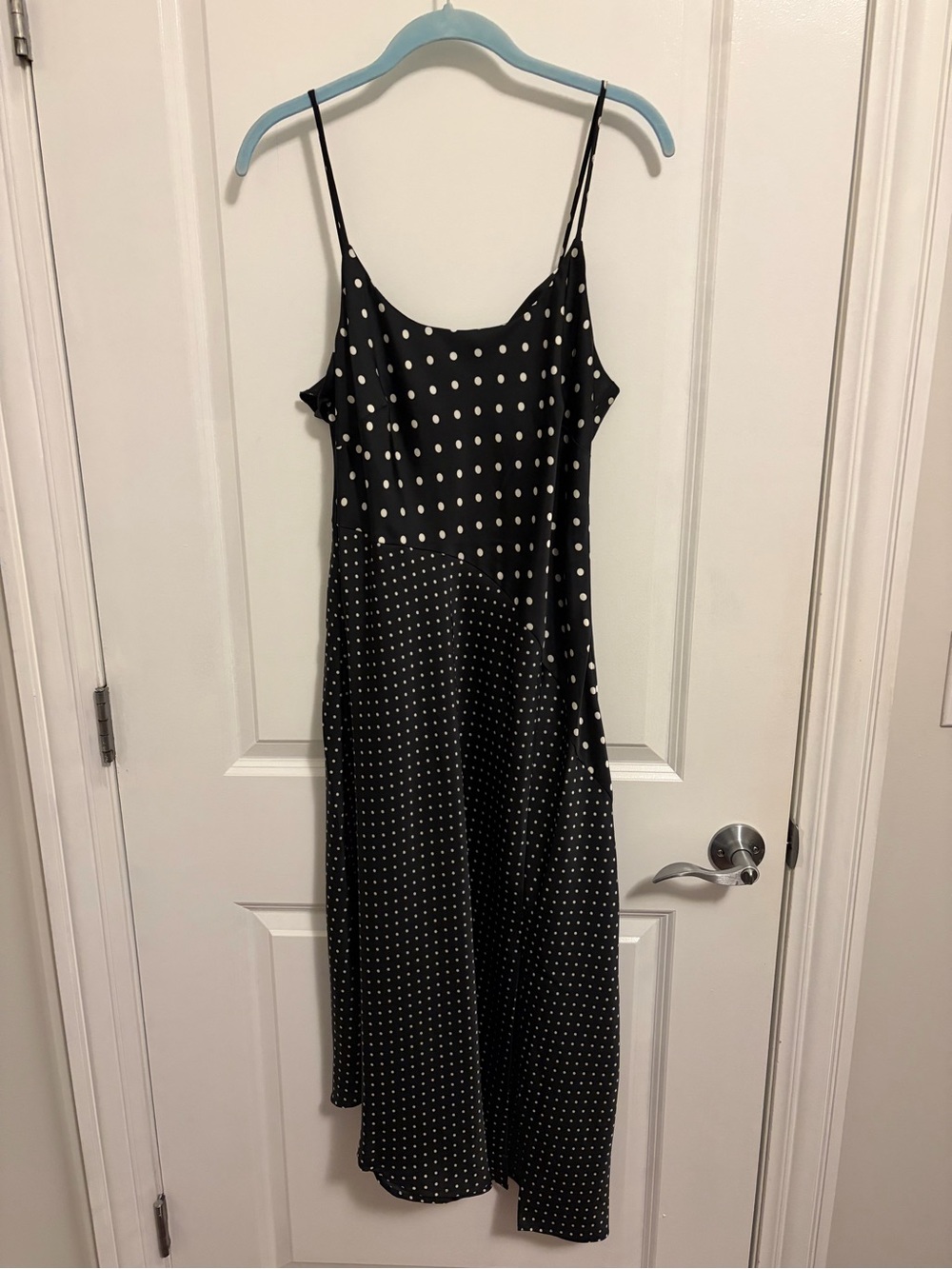a new day Black and White Polka Dot Slip Midi Dress
